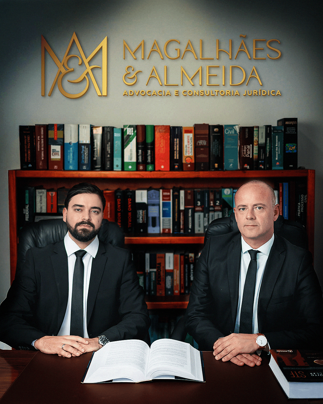 Dr. Elizandro Magalhães e Dr. Caio Almeida no escritório Magalhães & Almeida